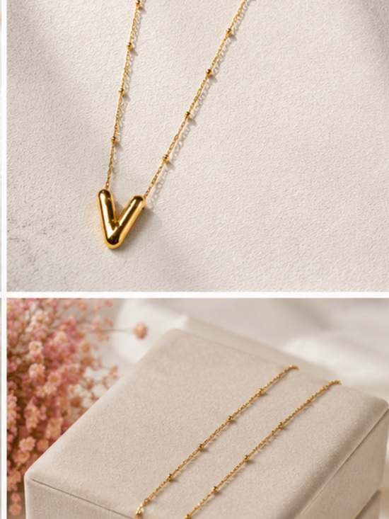 Jewelry - Gold Letter V Pendant Necklace - Women's Jewelry